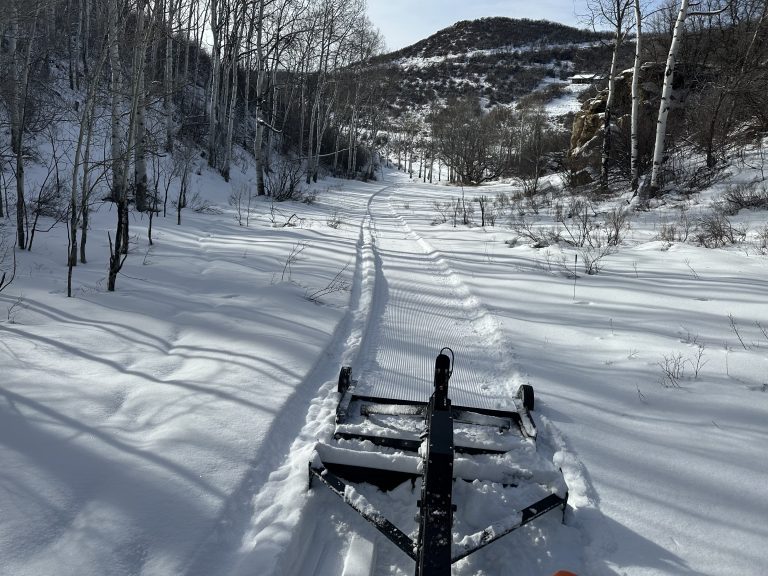 Black Snow Groomer Pro trail groomer on a cross-country ski trail